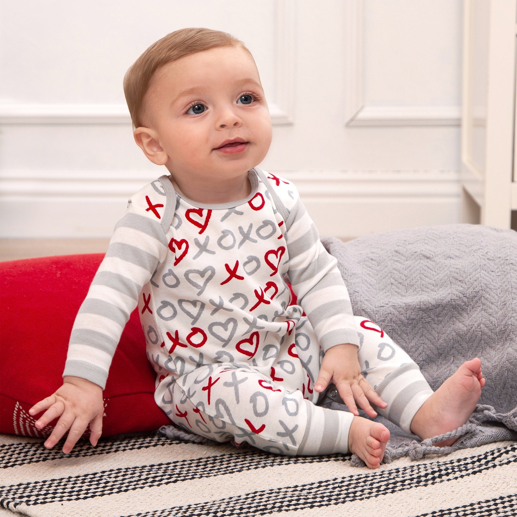 Infant Newborn Baby Optional Jumpsuit Romper Red White Dots Heart Print NB-12M 