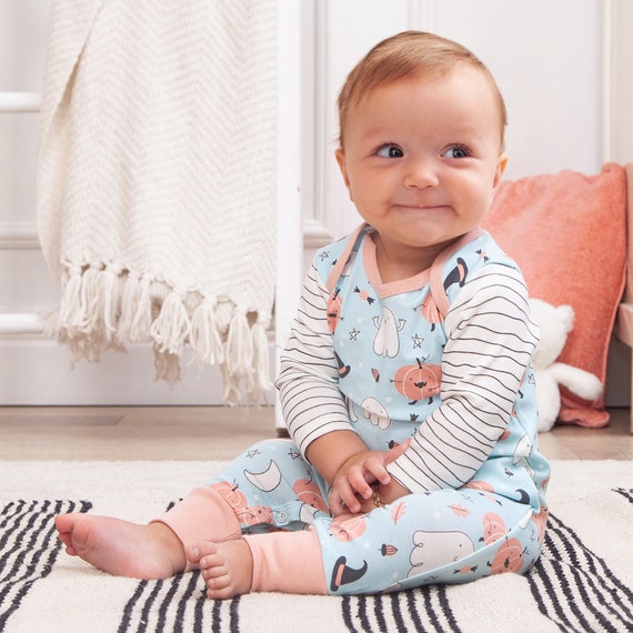 Newborn Halloween Romper: Bamboo Cotton Pumpkin Print Outfit
