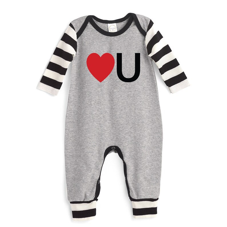 Baby Boy Valentines Romper, Red Heart Love You Romper, Newborn Boy Coming Home Outfit, Baby Boy Clothes image 2