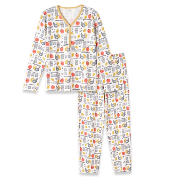 Women's Thanksgiving Pajama's Bamboo Cotton Blend Pajama Set Family  Matching Mommy & Me 