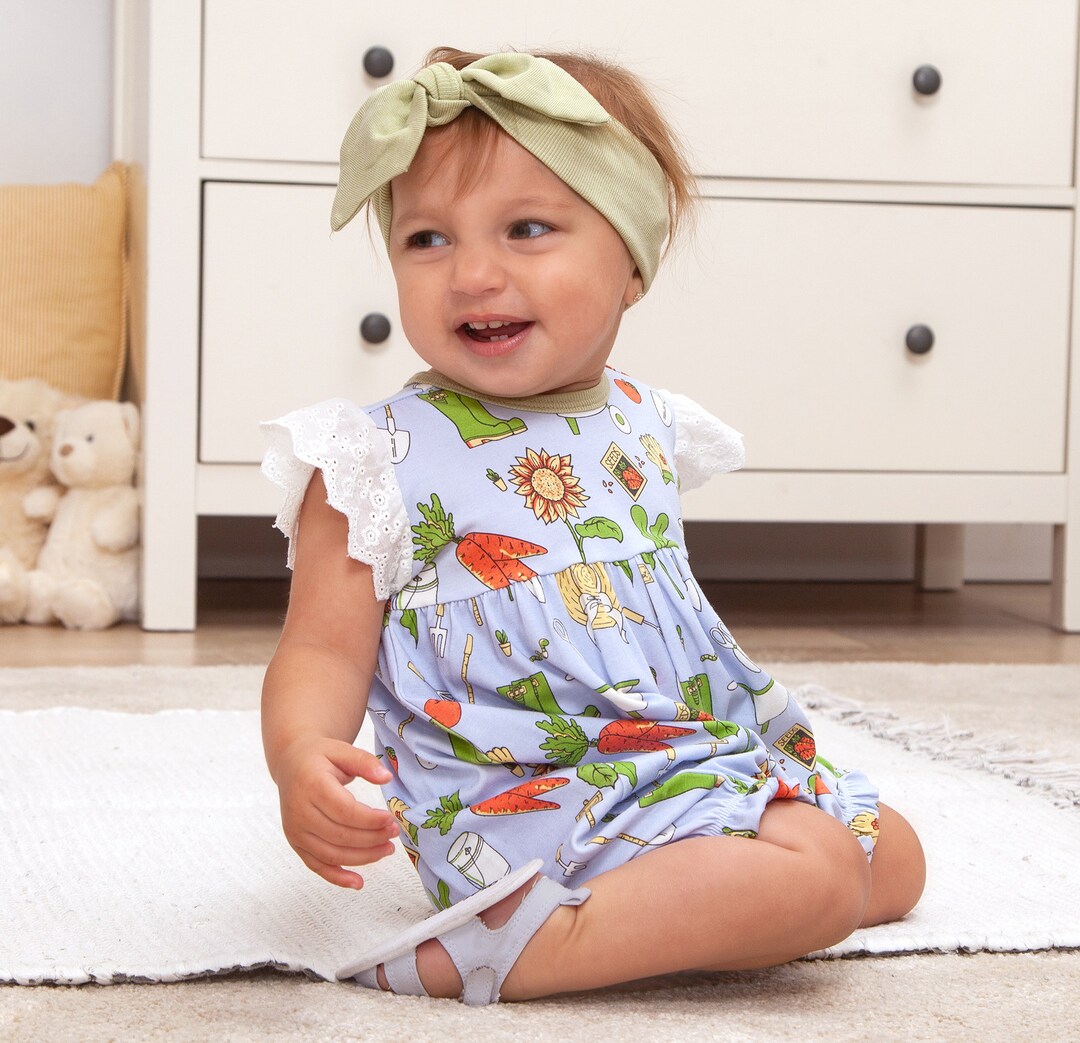 Baby Girl Bubble Romper Urban Garden Bamboo Cotton Ultra Etsy