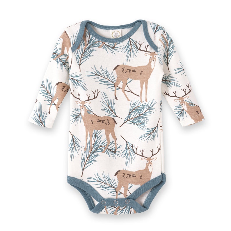 Baby Christmas Deer Pine Bodysuit Newborn Holiday One-Piece Cotton Tesa Babe image 2