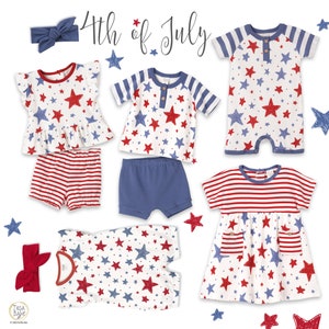 Baby Girl Rompers, Baby Bubble Romper, Baby 4th of July, Patriotic Baby, Baby Stars Stripes, Babygirl Clothes, Tesa Babe