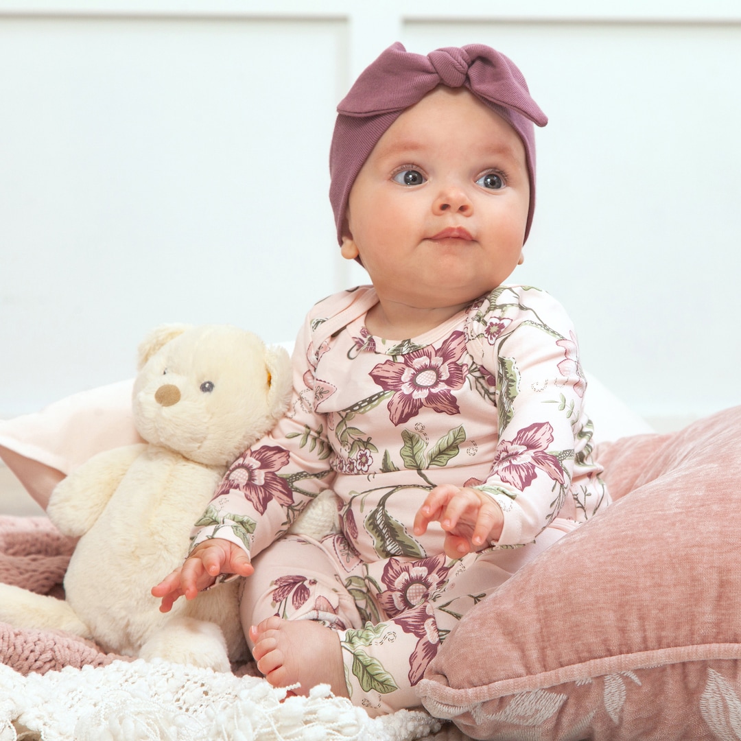 Floral Stitchery Bamboo Romper Baby Girl Outfit Infant Baby Girl