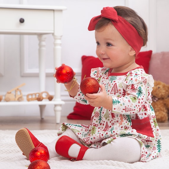 Baby Girl Christmas Dress Bamboo Cotton Hand-drawn Christmas Tree Print  Baby Girl Clothes -  Canada
