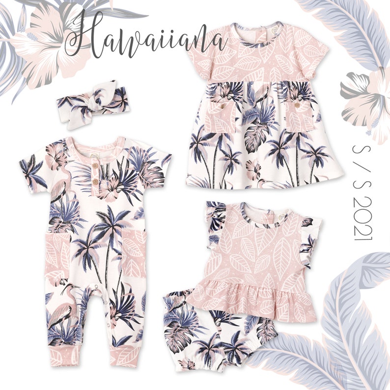 Baby Girl Skirted Bodysuit With Tropical Hawaii Print 100 Etsy