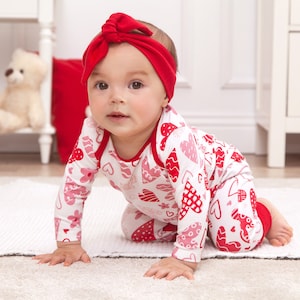 Baby Girl Romper - Valentine Hearts - Bamboo Cotton Ultra Soft -  Tesa Babe