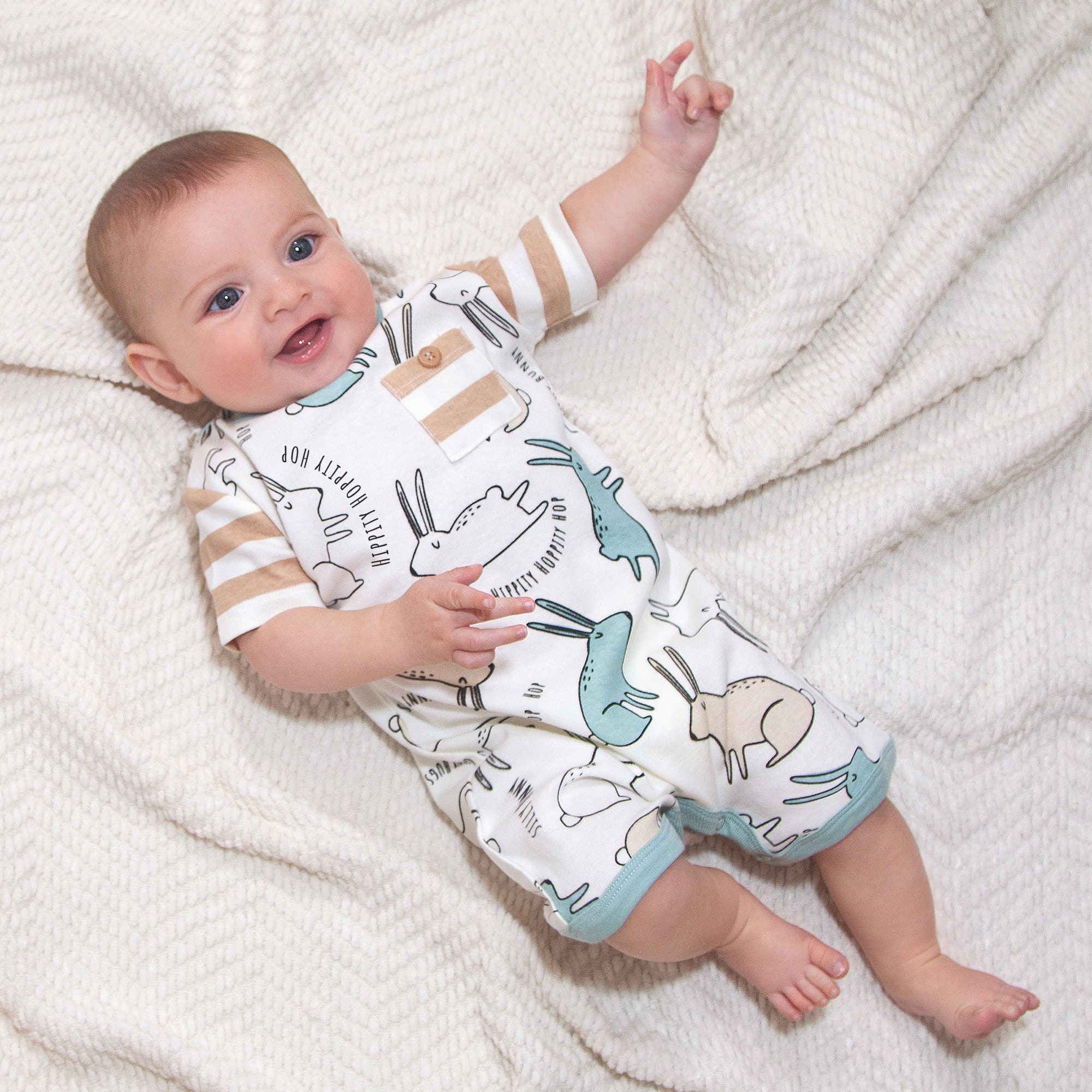 Baby Boy Easter Outfit Organic Cotton Bunny Baby Shortie - Etsy