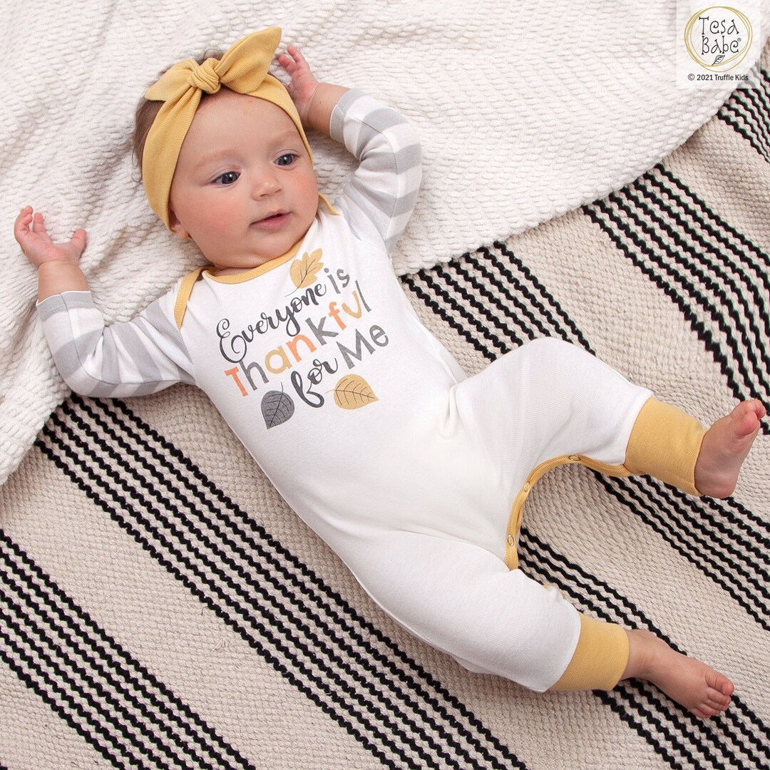 Baby Thanksgiving Romper Cotton Newborn Girl Boy Tesababe Etsy