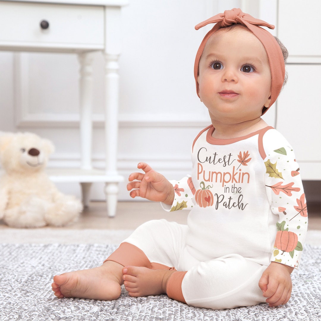 Cutest Pumpkin in the Patch Thanksgiving Baby Romper Bamboo Cotton