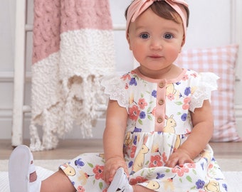 Robe de Pâques pour bébé fille, Ma 1ère tenue de Pâques, lapin en coton, Vêtements bébé fille, Tesa Babe