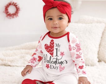 My 1st Valentine's Day Bamboo Baby Romper: Red Heart Newborn Outfit