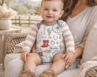 Howdy Partner Baby Bodysuit – Cotton Western Cowboy
