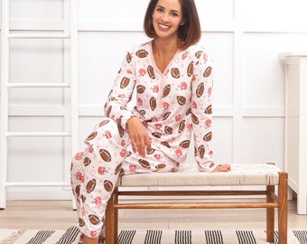 Women's Pajama's - Bamboo Cotton - Game Day American Football Loungewear - Mommy & Me