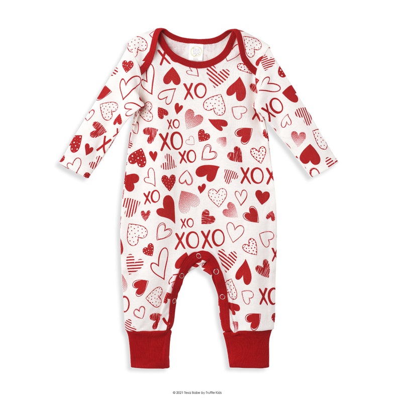 Baby Girl Valentines Outfit, Red Hearts Romper, Newborn Girl Coming Home Outfit, Babygirl Clothes image 5