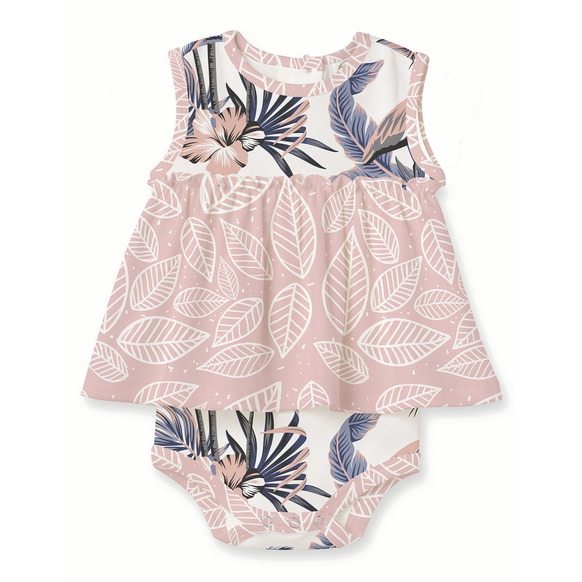 Baby Girl Skirted Bodysuit With Tropical Hawaii Print 100 Etsy