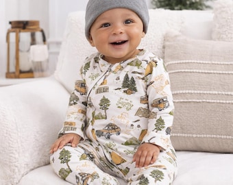 Baby Boy Zippered Romper - Trail Blazer - Bamboo Cotton Ultra Soft - Baby Boy Clothes