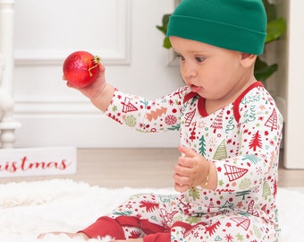 Baby Christmas Romper - Bamboo Cotton Blend Romper Playsuit - Girl - Boy - Family Matching