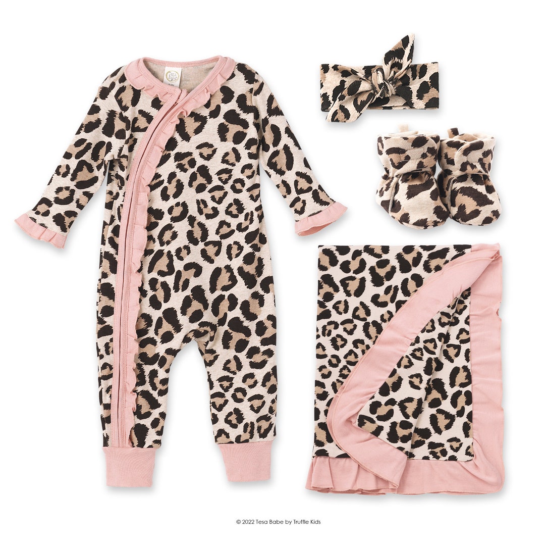 Newborn Girl Coming Home Gift Set Leopard Includes Romper Etsy