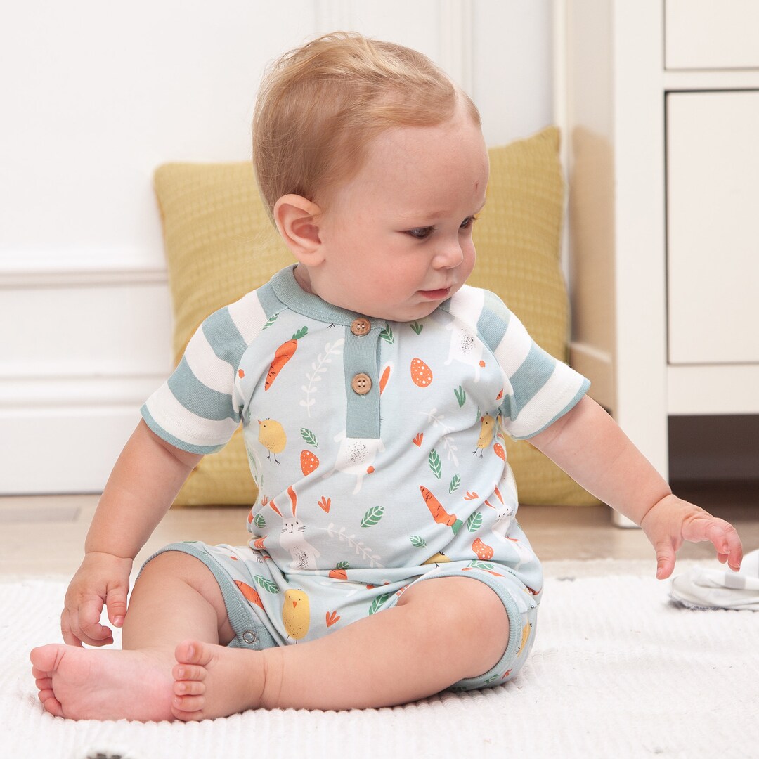 Barboteuse courte à col boutonné pour bébé garçon Ensemble de