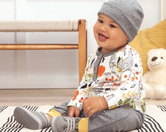 Baby Boy Thanksgiving Turkey Outfit - Bamboo Cotton Long Sleeve Tee and Pants Set