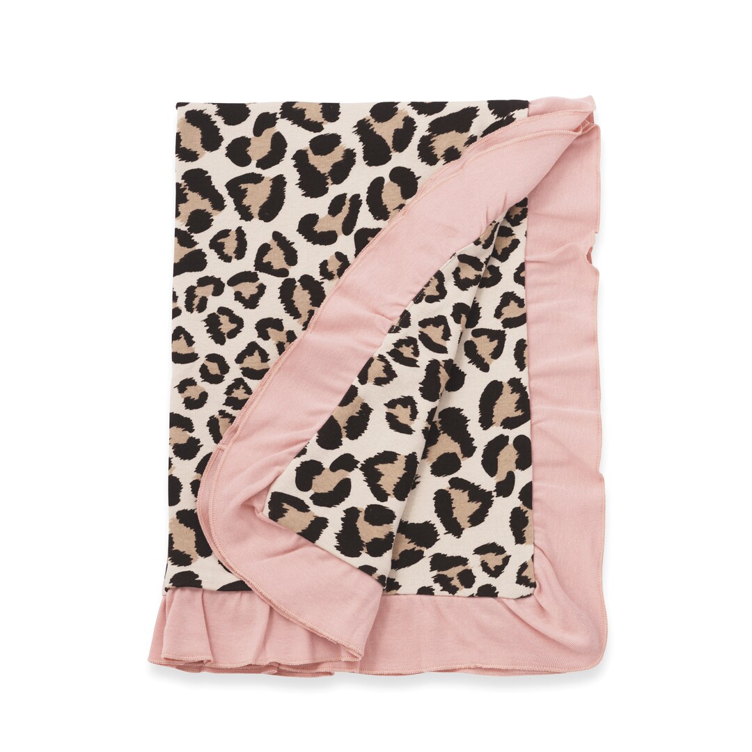 Baby Girl Stroller Blanket Leopard Leopard With Pink Trim 100 Cotton