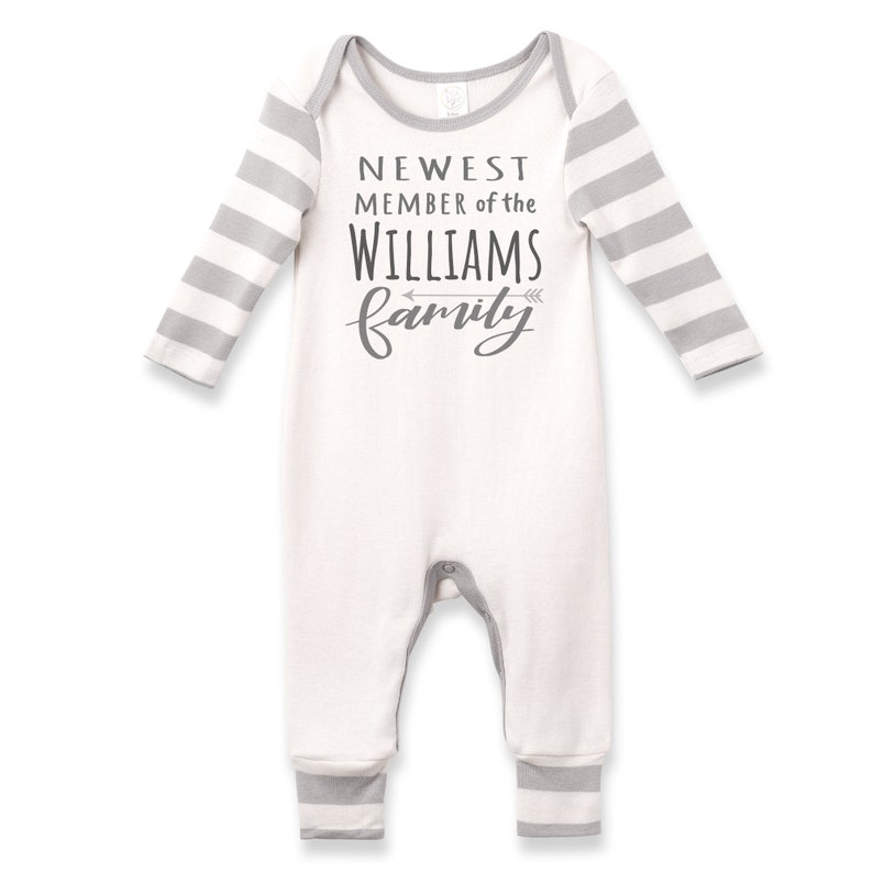 Personalized Newborn Coming Home Outfit Off White and Grey Etsy