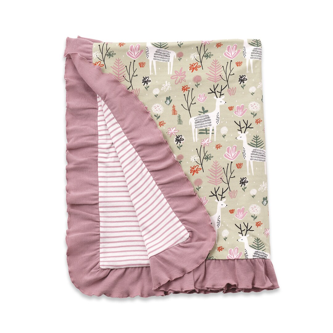 Baby Girl Stroller Blanket Made of Bamboo and Cotton Magic Forest