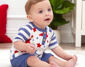 Baby Boy 4th of July Outfit, Baby Boy Clothes, Patriotic Baby, First 4th Of July, Tesa Babe