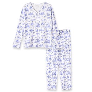 Women’s Bamboo Pajama Set Toile de Jouy | Soft Luxury Sleepwear | Mommy and Me Pajamas | Mother’s Day Gift for Mom image 3