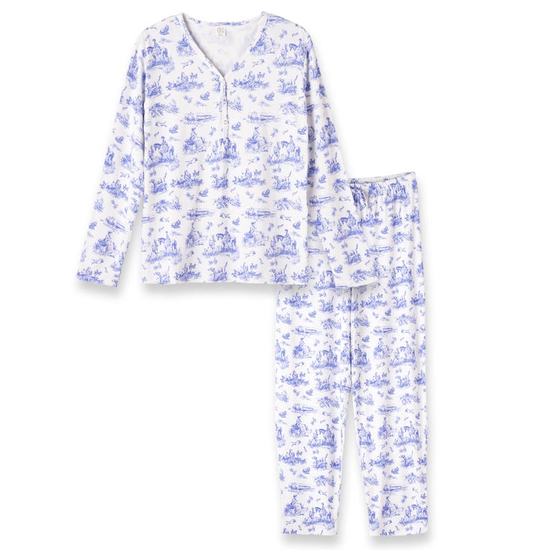 Women’s Bamboo Pajama Set Toile de Jouy | Soft Luxury Sleepwear | Mommy and Me Pajamas | Mother’s Day Gift for Mom image 3