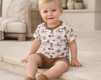 Cactus Trails Baby Boy Tee and Shorts Set - Bamboo & Cotton