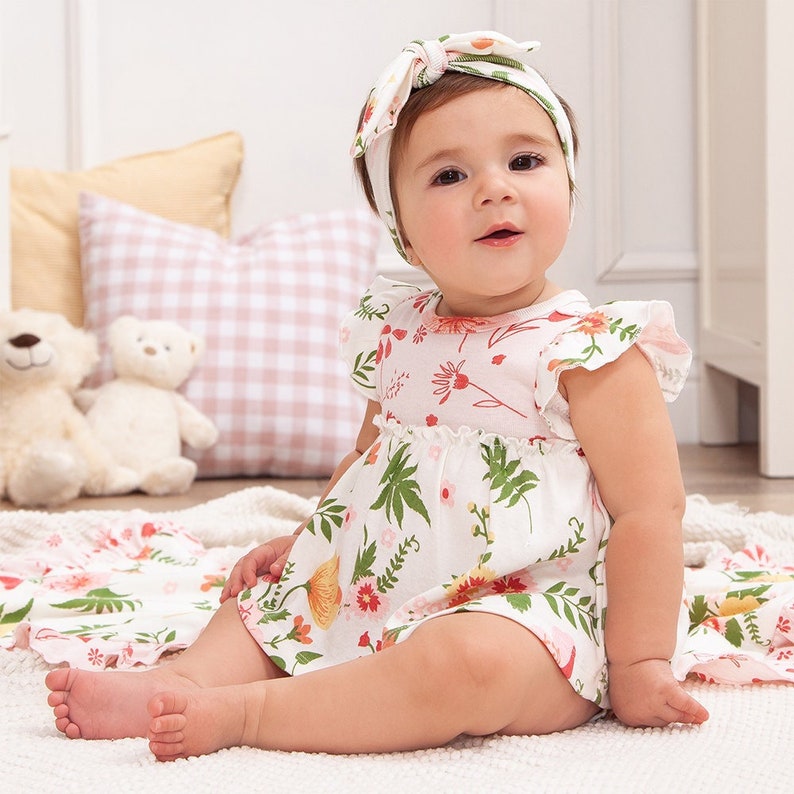 Baby Girl Bodysuit Floral Skirted Cotton One Piece Summer Etsy