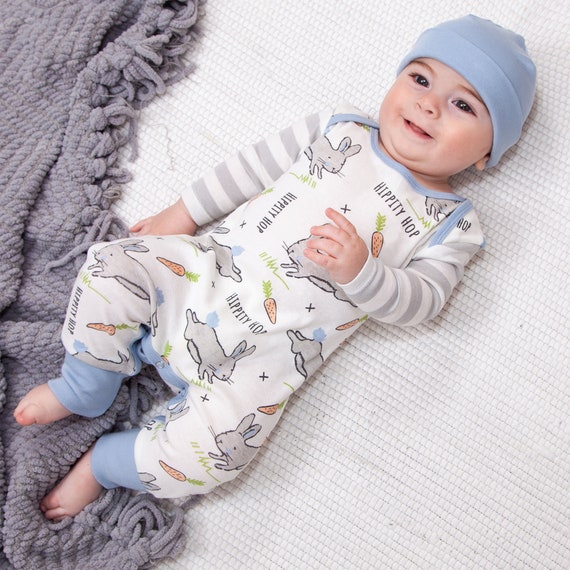 Tenue de Pâques pour bébé garçon, barboteuse pour bébé lapin en