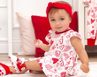 Baby Girl Dress - Valentine Hearts - Ultra Soft Bamboo Cotton Blend - Tesa Babe