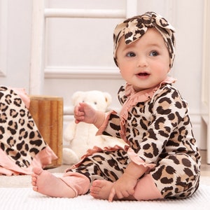 Baby Girl Hospital Outfit, Babygirl Clothes, Leopard Baby Outfit, Newborn Zippered One Piece