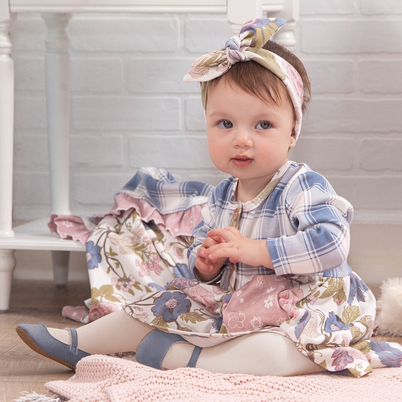 Baby Girl Dress Headband Set Floral Baby Girl Outfit Baby Etsy