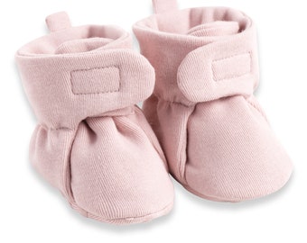 Baby Girl Booties, Soft Pink Crib Shoes, 100% Cotton, Tesa Babe