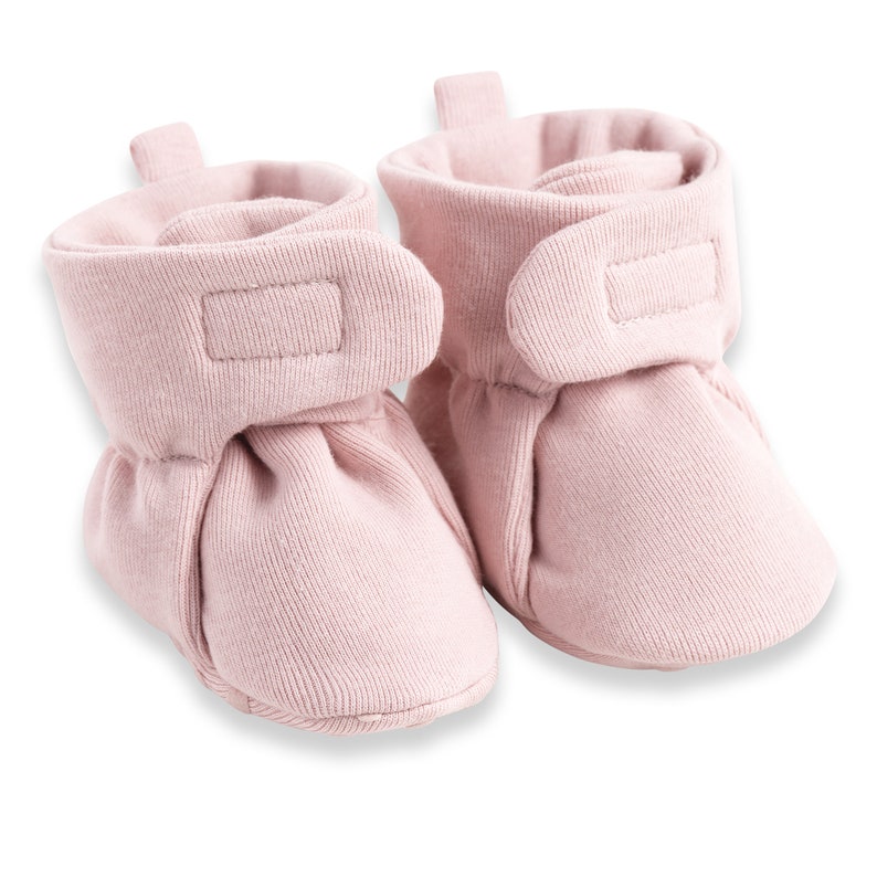 Baby Girl Booties, Soft Pink Crib Shoes, 100% Cotton, Tesa Babe image 1