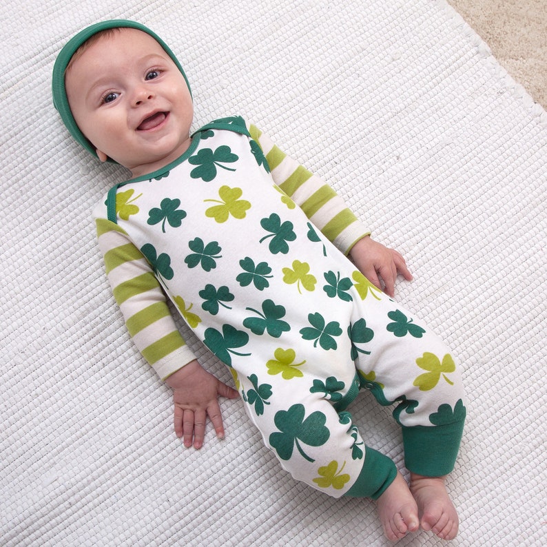 Shamrocks & Clovers Baby Romper 100% Cotton Newborn Girl Boy Irish Celtic St. Patrick's Day Tesa Babe image 5
