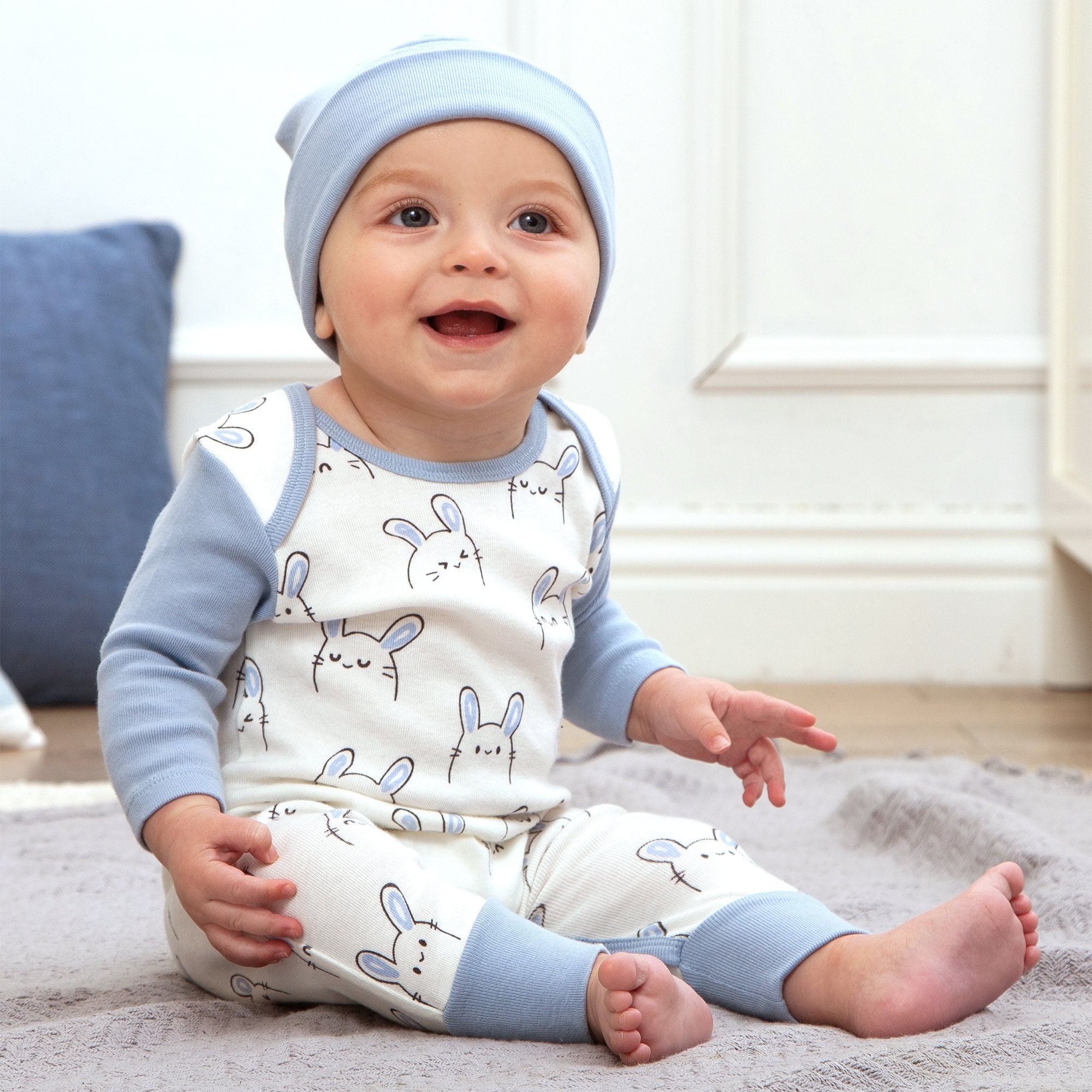 Baby Boy Easter Outfit Bunny Baby Romper in Blue - Etsy Ireland