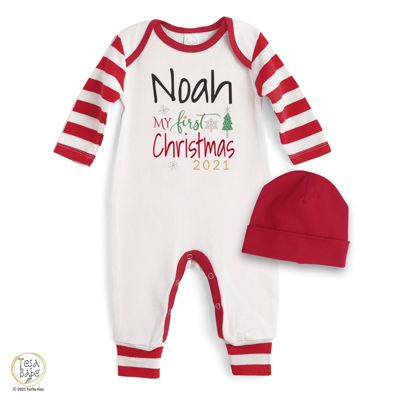 Personalized Baby Christmas Outfit First Christmas Romper Etsy