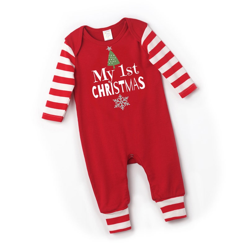 My First Christmas Baby Romper Newborn Boy 1st Christmas Etsy