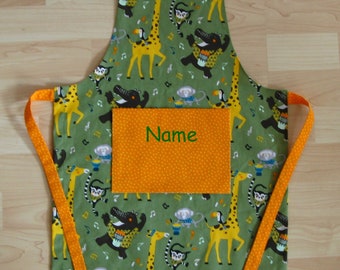 Children's apron / kitchen helper set - Carnival of Animals - personalized on request