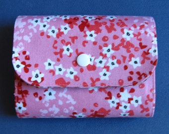 Card case / card case / card bag "Pink Flowers" for UNO, Rommè or Elfer out or for SkipBo