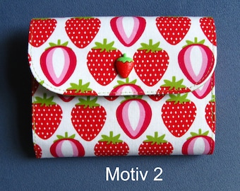 Card case / card sleeve / card bag "Strawberries" for UNO, Rommè or Eleven out or for SkipBo