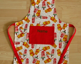 Children's apron / kitchen utensil set - popsicles - personalized on request