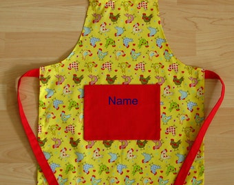 Children's apron / kitchen utensil set - chick - personalized on request