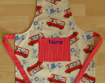 Children's apron - school bus - personalized upon request