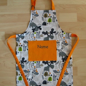 Children's apron / kitchen utensil set - moose - personalized on request